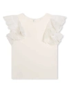 CHLOÉ WHITE TOP WITH EMBROIDERED RUFFLES