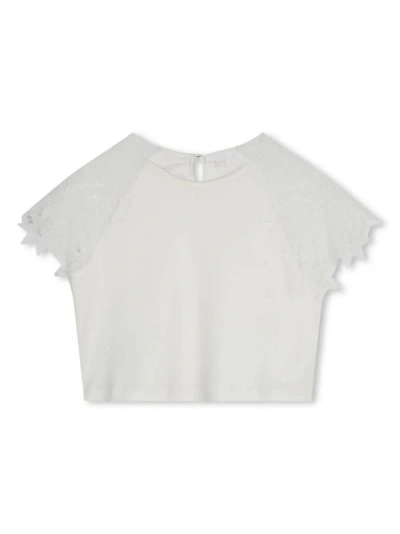 Chloé Kids' White Top With Guipure Lace