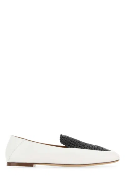 CHLOÉ WHITE TWO-TONE LEATHER OLENE LOAFERS