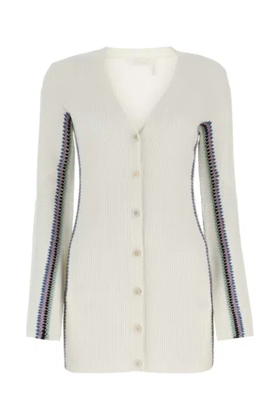 CHLOÉ WHITE V NECK CARDIGAN