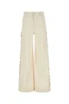 Chloé Lace-up Wide-leg Jeans In White