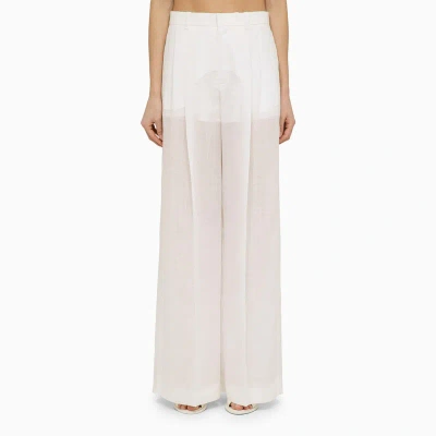 CHLOÉ WHITE WIDE TROUSERS IN RAMIE