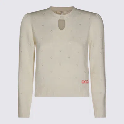 Chloé White Wool Knitwear In Multi