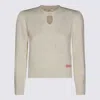 Chloé Wool And Cashmere Fitted Sweater With An Openwork Motif Clothing In Neutral