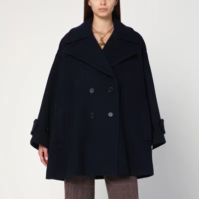 CHLOÉ CHLOÉ WIDE BLUE DOUBLE-BREASTED COAT