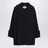 Chloé Wide Blue Double-breasted Coat In Black