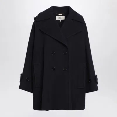 CHLOÉ CHLOÉ  WIDE BLUE DOUBLE-BREASTED COAT