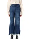 Chloé High-rise Wide-leg Raw-hem Denim Trousers In Night Blue