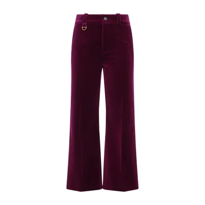 Chloé Wide Flare Pants In Burgundy