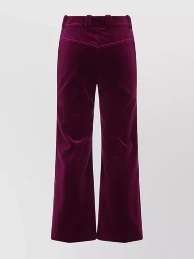 Chloé Wide Flare Velvet Trousers In Gray