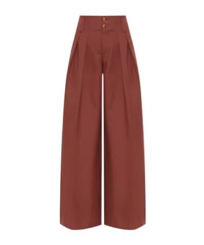 Chloé Wide Leg Casual Pants In Burgundy