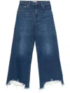 Chloé Cropped Distressed High-rise Wide-leg Jeans In Blue