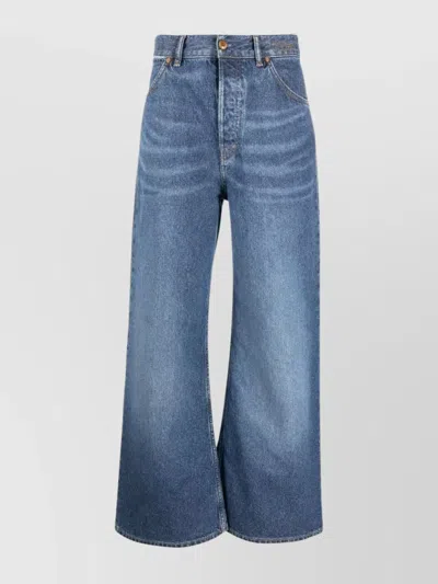 Chloé Wide Leg Denim Jeans In Blue