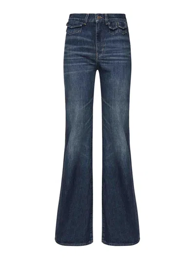 Chloé Wide Leg Flare Jeans In Blue