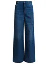 Chloé Logo Patch Wide-leg Jeans In Blue