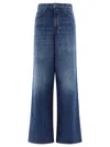 Chloé Blue High Waisted Jeans With Wide Leg And Logo Patch On The Rear In Denim Woman