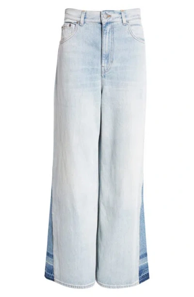 Chloé Wide-leg Bleached Denim Pants In Navy