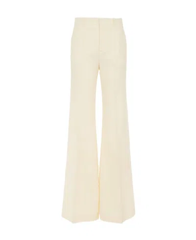 Chloé Wide-leg Linen Trousers In Beige