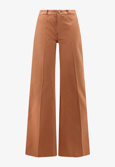 Chloé Wide-leg Logo Pants In Orange