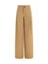Chloé Pleated Garment-dyed Cotton-canvas Straight-leg Pants In Brown