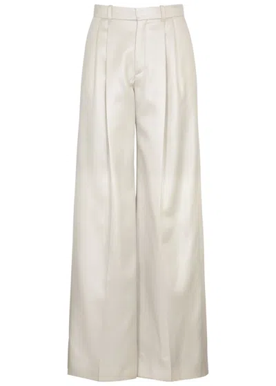 Chloé Chloe Wide-leg Silk-lamé Trousers In Silver