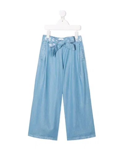 Chloé Wide-leg Tencel Chambray Trousers In Blue
