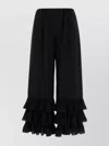 Chloé Wide Leg Trousers Ruffled Hem In Black