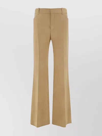 Chloé Wide Leg Wool Trousers In Brown