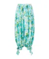 Chloé Floral-print Silk-jacquard Cropped Pants In Blue