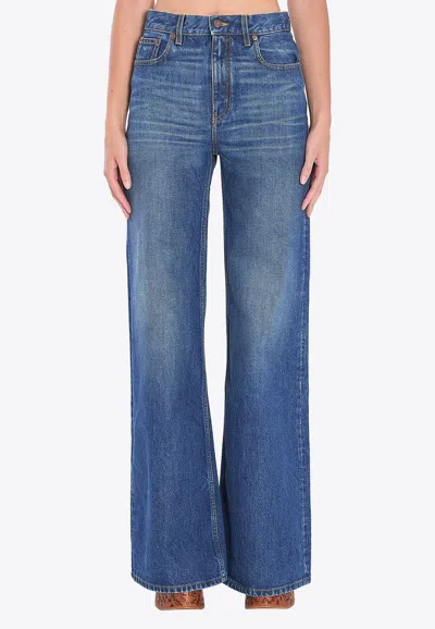 Chloé Wide-leg Faded Jeans In Blue
