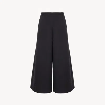 Chloé Pantalon Tailleur Large En Crêpe De Laine In Black