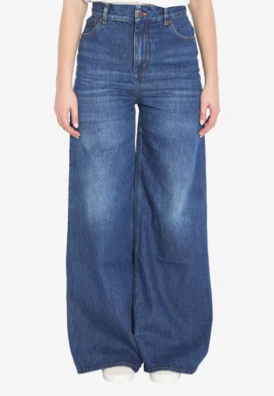 Chloé Wide-leg Washed Jeans In Blue