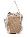 CHLOÉ WILD GREY AND BEIGE LOGO STRAP WOVEN TWO-WAY BAG