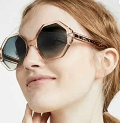 Pre-owned Chloé Chloe Willow Octagonal 55mm Hexagon-frame Sun In Peach Msrp$420 Fantasticreviews In Milticolor / Peach