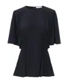 Chloé Drape-detailed Crewneck Top In Black