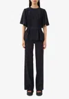 Chloé Crepe De Chine Ruffled Blouse In Navy