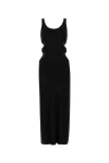 Chloé Cutout Crinkled Silk-linen Knit Maxi Dress In Black