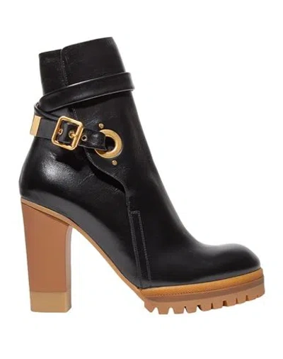 Chloé Woman Ankle Boots Black Size 11 Leather