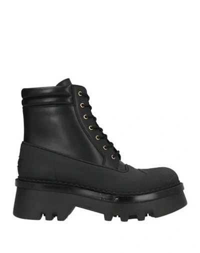 Chloé Woman Ankle Boots Black Size 11 Leather, Rubber