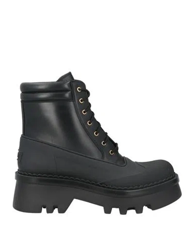 Chloé Woman Ankle Boots Black Size 6 Leather, Rubber
