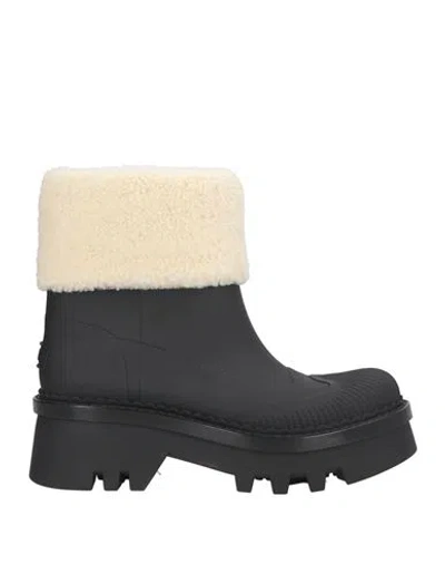 Chloé Woman Ankle Boots Black Size 8 Rubber, Shearling