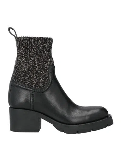 Chloé Woman Ankle Boots Black Size 8 Soft Leather, Textile Fibers
