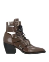 Chloé Woman Ankle Boots Brown Size 11 Leather
