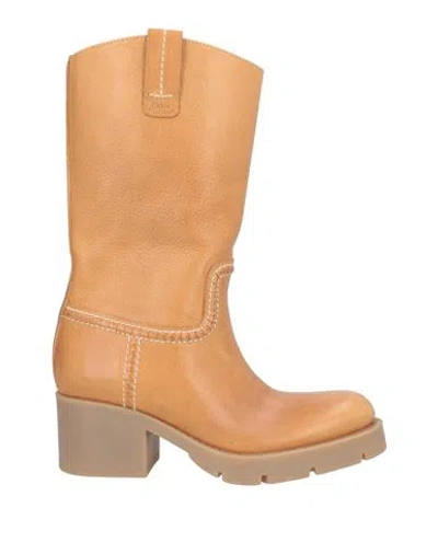 Chloé Woman Ankle Boots Camel Size 7.5 Leather In Beige