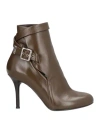 Chloé Woman Ankle Boots Dark Green Size 6 Leather In Brown