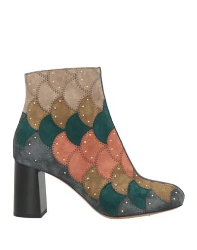 Chloé Woman Ankle Boots Deep Teal Size 7 Leather In Multi