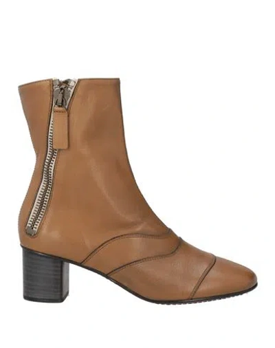 Chloé Woman Ankle Boots Khaki Size 7 Leather In Multi