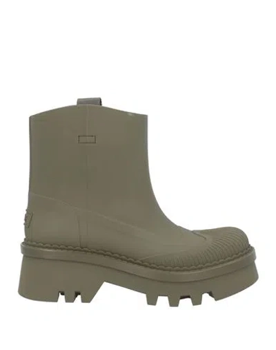 CHLOÉ CHLOÉ WOMAN ANKLE BOOTS MILITARY GREEN SIZE 8 RUBBER