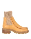 Chloé Woman Ankle Boots Off White Size 6 Leather, Textile Fibers In Orange