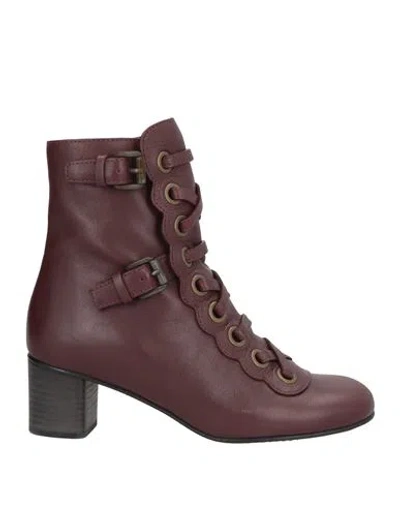 Chloé Woman Ankle Boots Purple Size 7 Leather In Red